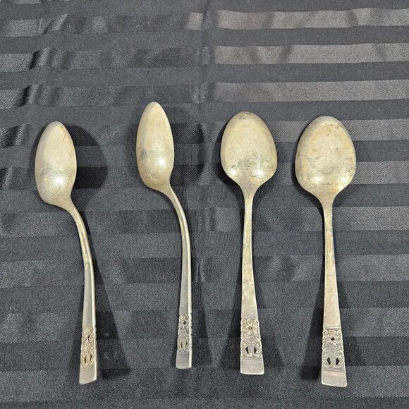 Vintage Oneida Community Plate‎ Serving Spoons Coronation Pattern Set of 4 - Picture 5 of 11